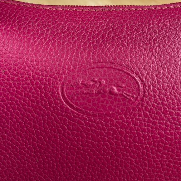 Longchamp Leather Shoulder Bag Iconic Style Women Purse Magenta Equestrian Small - Picture 8 of 16